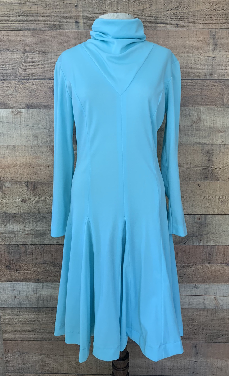 Vintage 1960’s 1970’s Bleeker Street Mock Neck Drop Waist Knit Dress Size Medium