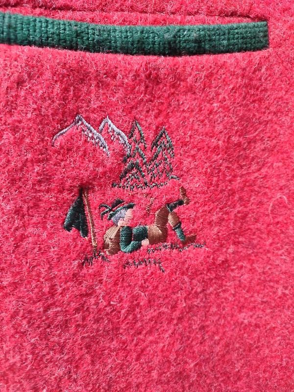 Vintage Austrian Wool Cardigan Jacket / Tyrolean Style / Red Alpine Knit / Size