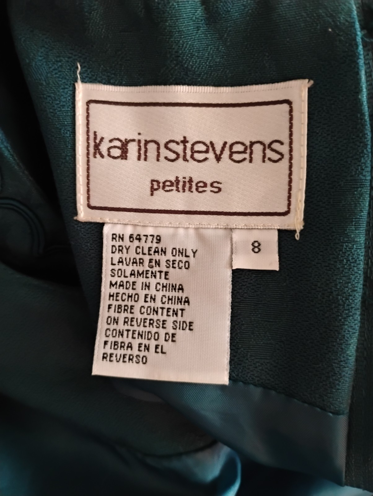 Vintage Karin Stevens Hunter Green One Piece Dress Petites Size 8 Floral