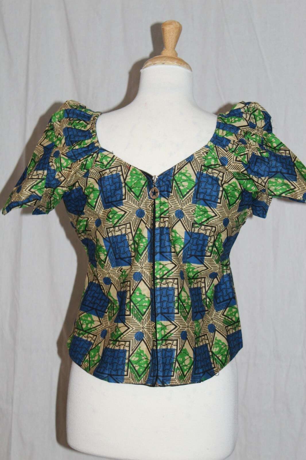 Vintage Batik Print Dress Set Top Wrap Skirt Ceremonial Ethnic Tribal Medium/Lrg