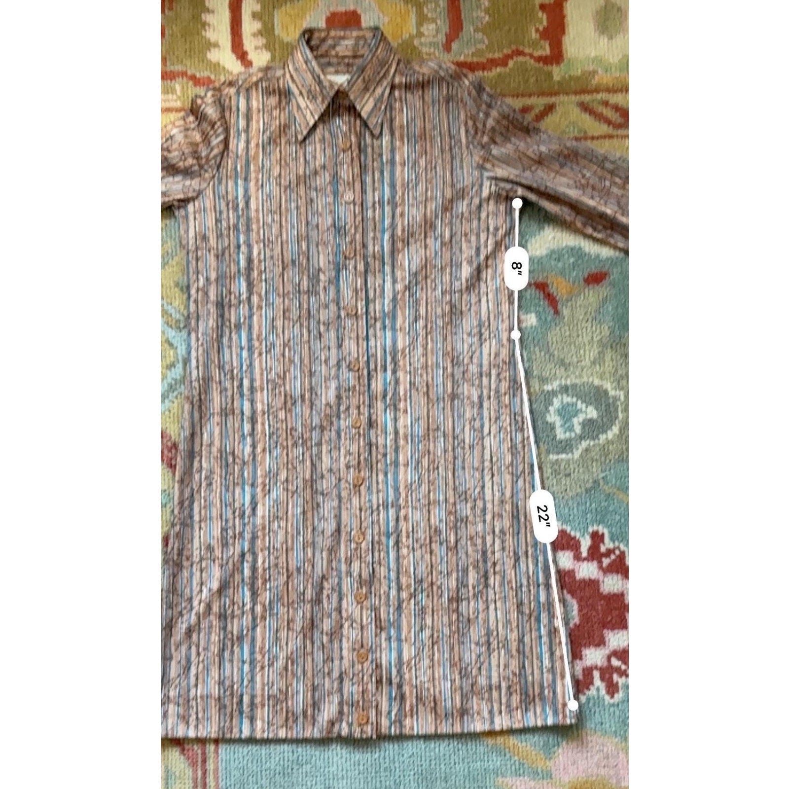 Vintage 1970s Bleecker Street Shirt Dress | Jonathan Logan Brown Blue Stripe