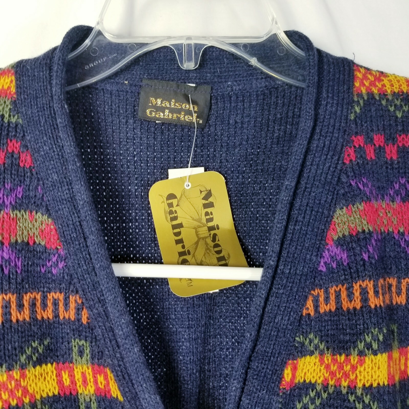 Vtg 80s Maison Gabriel Sweater Vest Large Multicolor Festival Academia Preppy