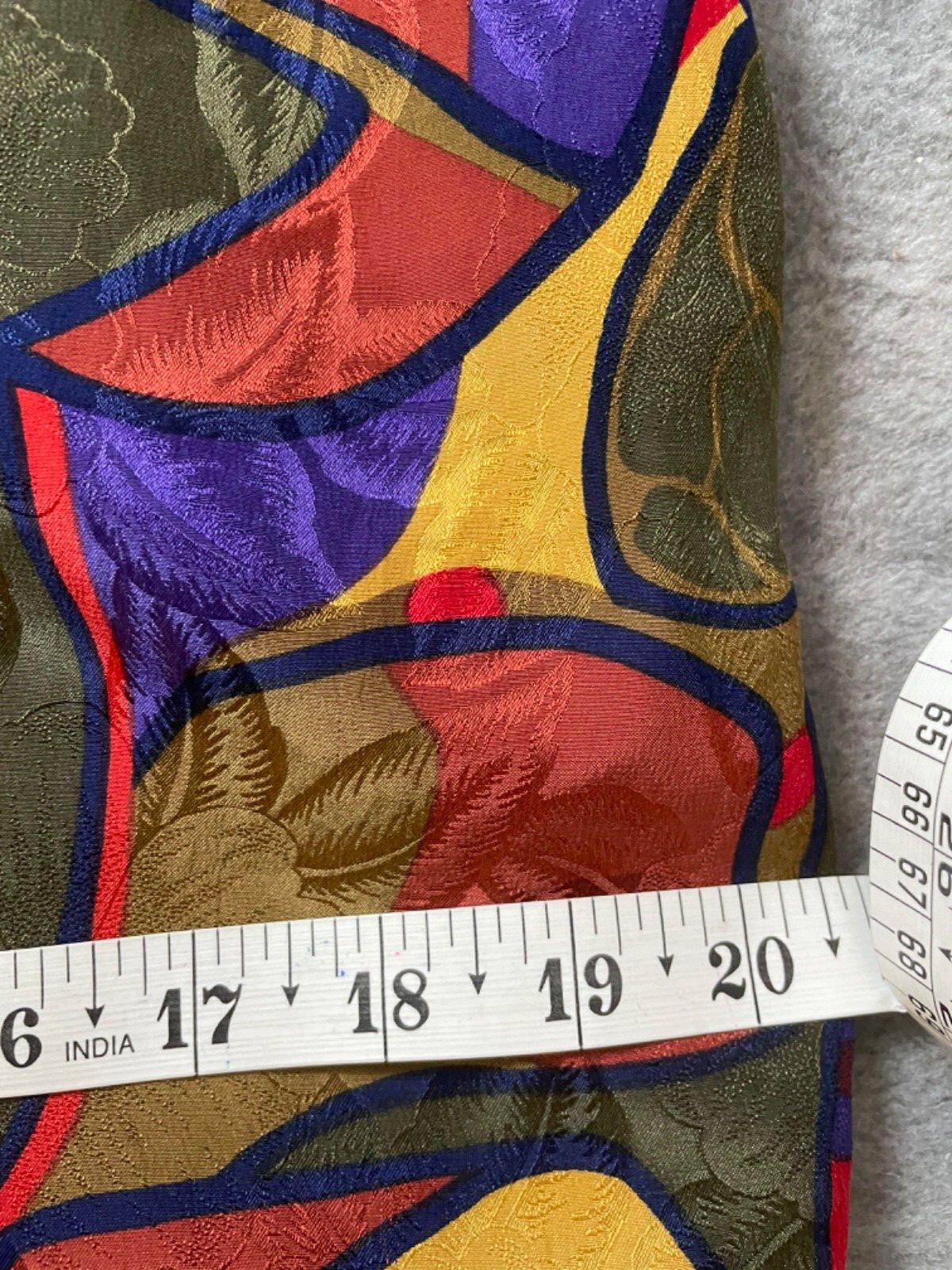 Vintage Carol Mignon Silks Dress 10 Multicolor Abstract Buttons Shift Tie VTG