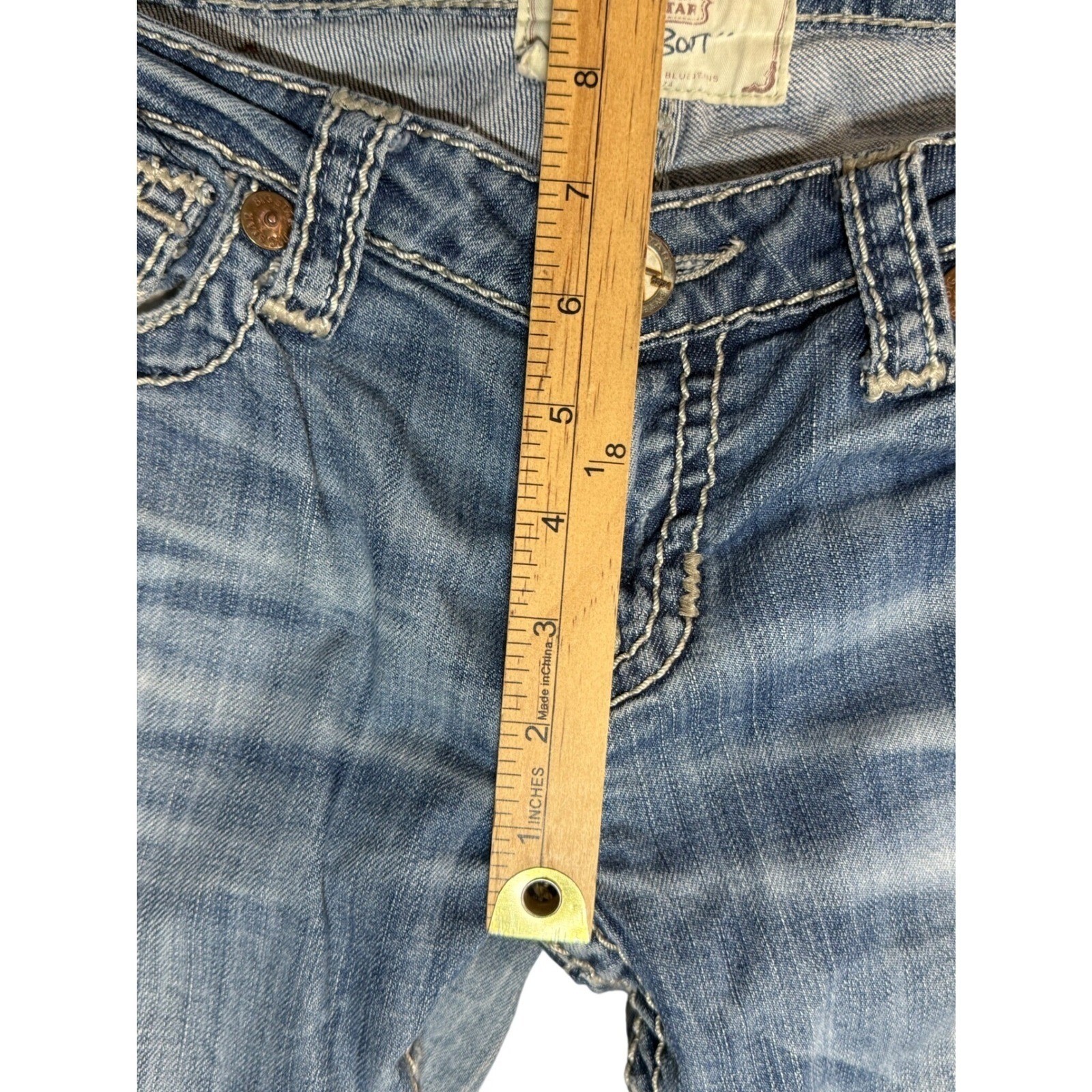 Big Star Y2K Low Rise Bootcut Jeans Womens 30 Embroidered Denim Blue