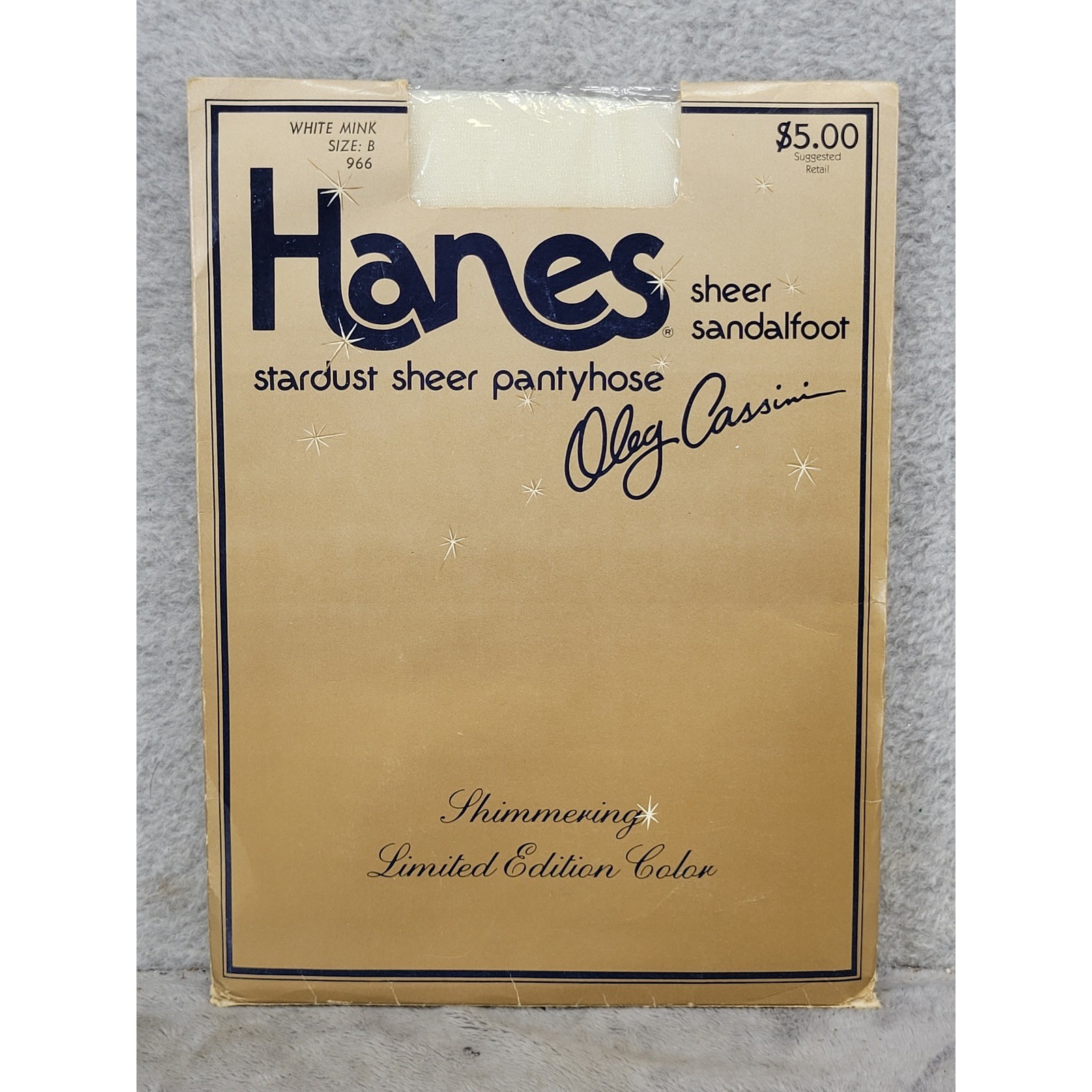 Vintage Hanes Stardust Sheer Pantyhose Oleg Cassini White Mink Size B 1983