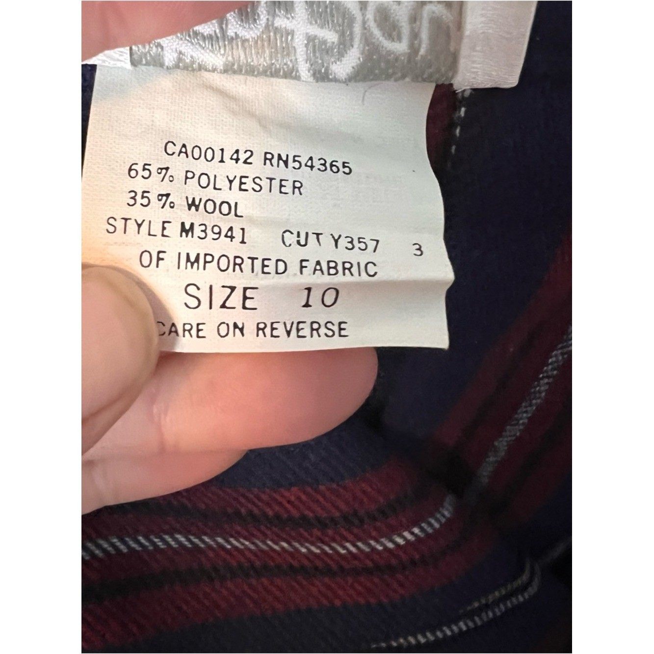 Vtg Tan-Jay Navy Wool Blend Pleated Midi Skirt Tartan Plaid Hem Border Sz 10
