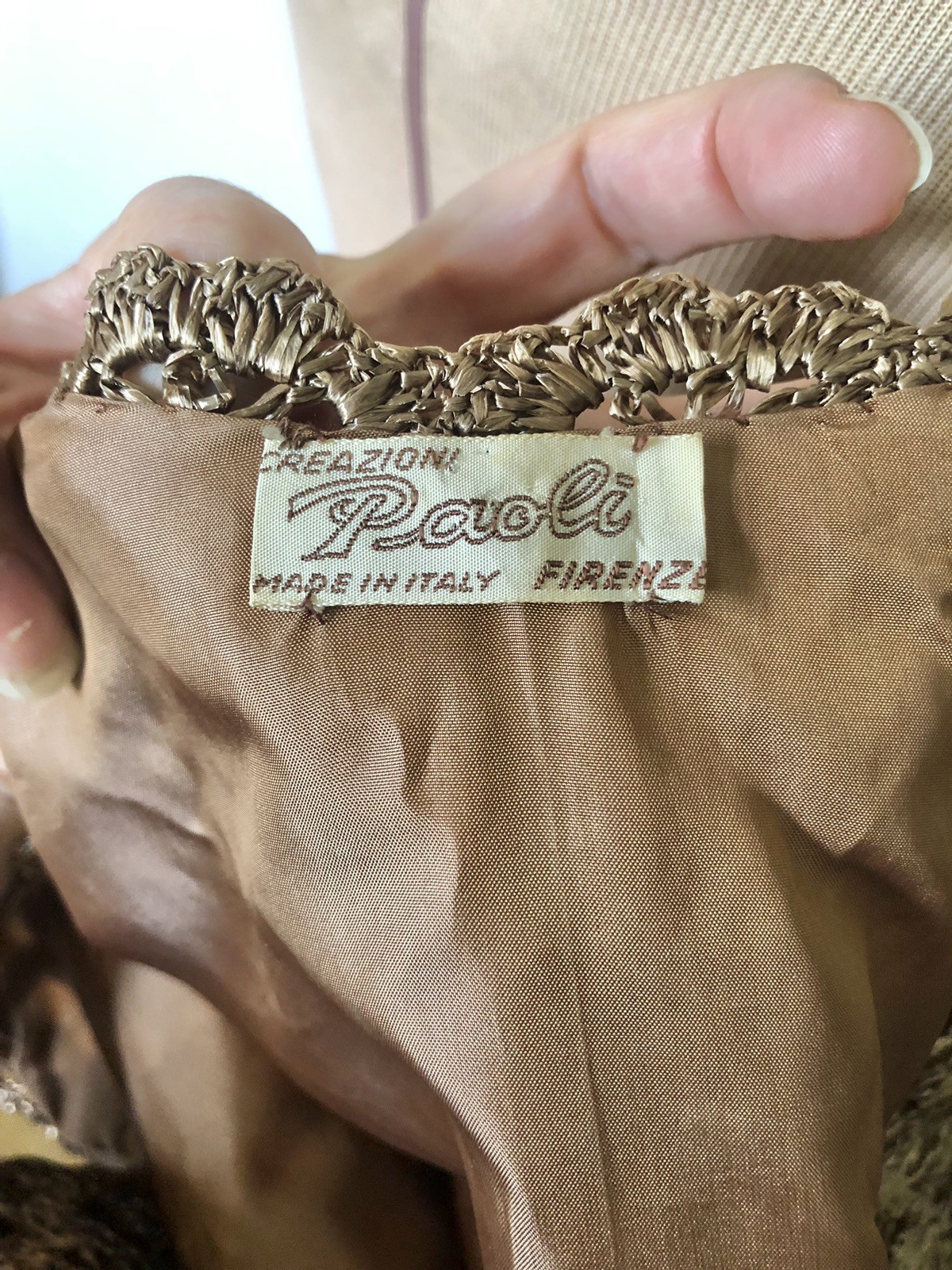 Vintage Italian Woven Raffia Latte Brown Dress