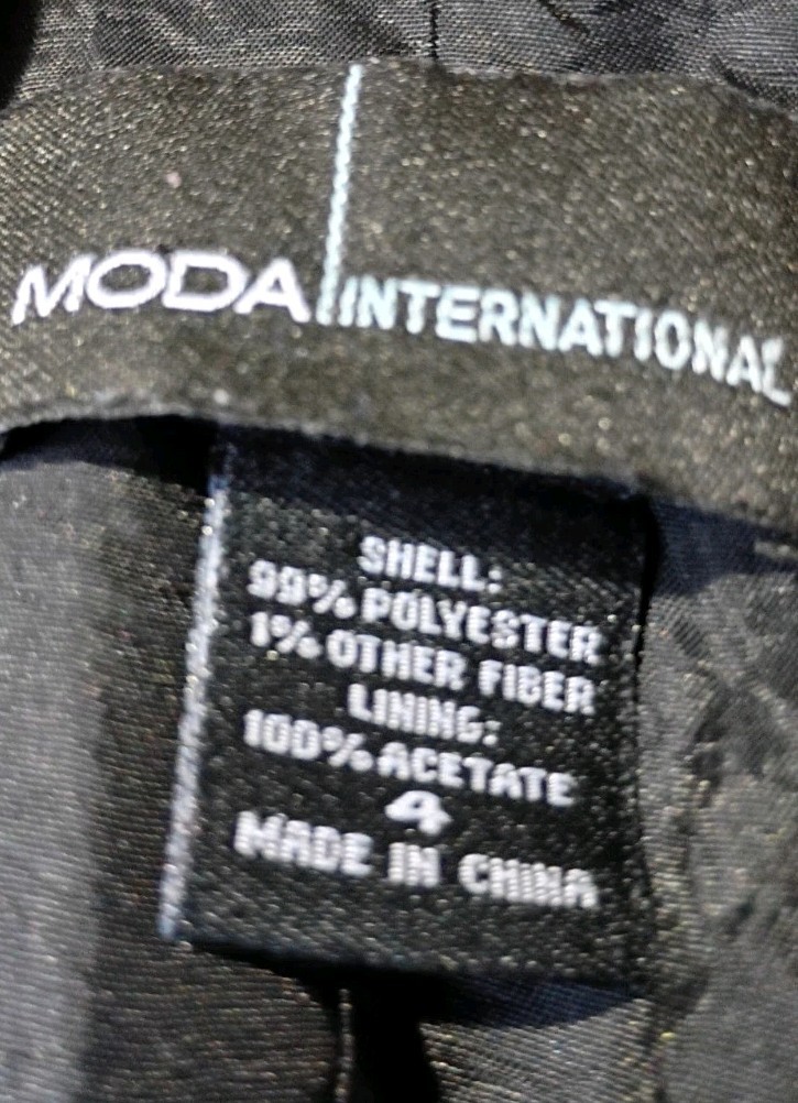Moda International Pinstripe Blazer Jacket Black Size 4 Career Office Vintage