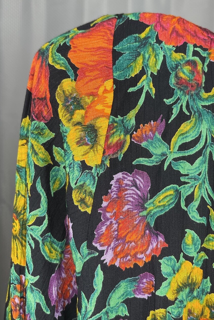 VINTAGE KAREN KANE WOMEN’S BLAZER OPEN FRONT LONG SLEEVE FLORAL PRINT SIZE XS