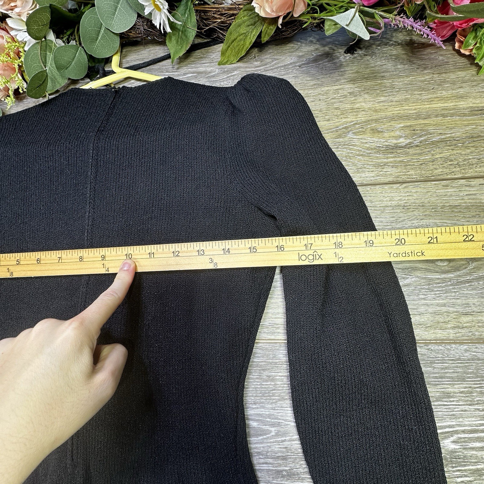 1980S PAT SANDLER FLORAL EMBROIDERED KNIT DRESS Vintage Black 4 Womens Sequin