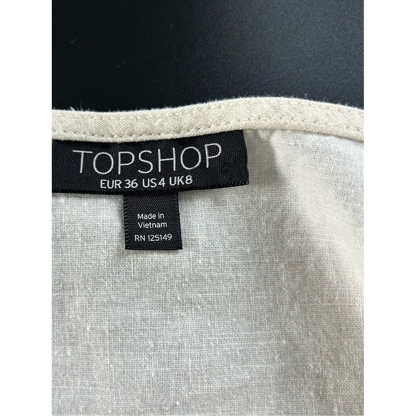 Topshop Ivory Linen Blend Button Front V-Neck Cami Top Size US 4