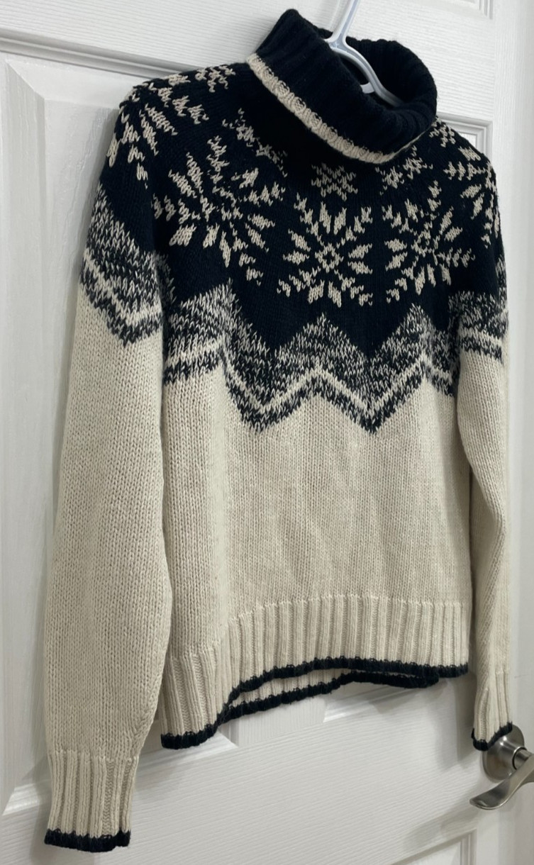 Vintage Evan-Picone Fair Isle Snowflake Sweater Small Angora Knit Mock Neck