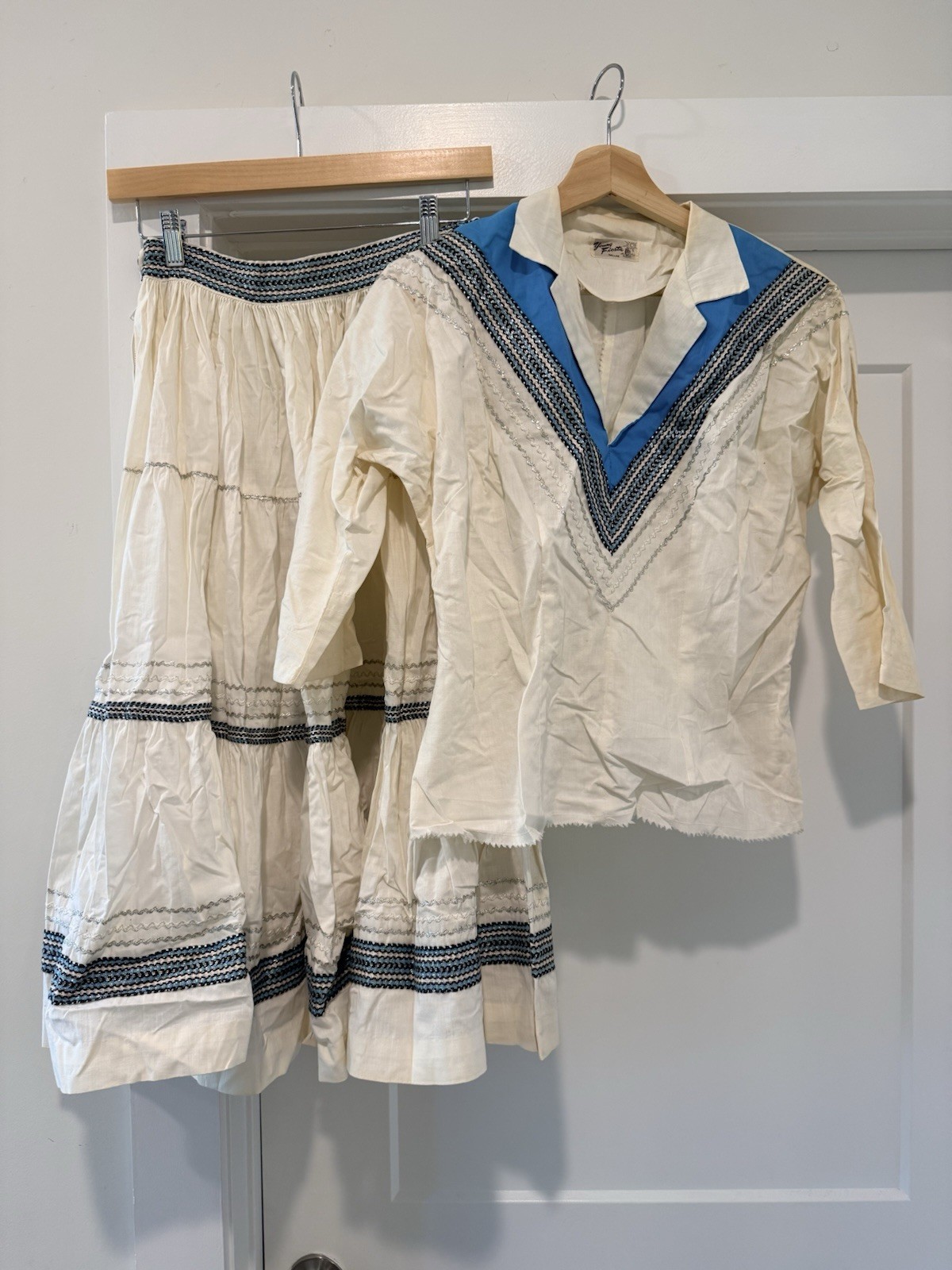 Vintage 40s 50s Young Fiesta Dallas Rockabilly Skirt & Shirt Set Western Swing