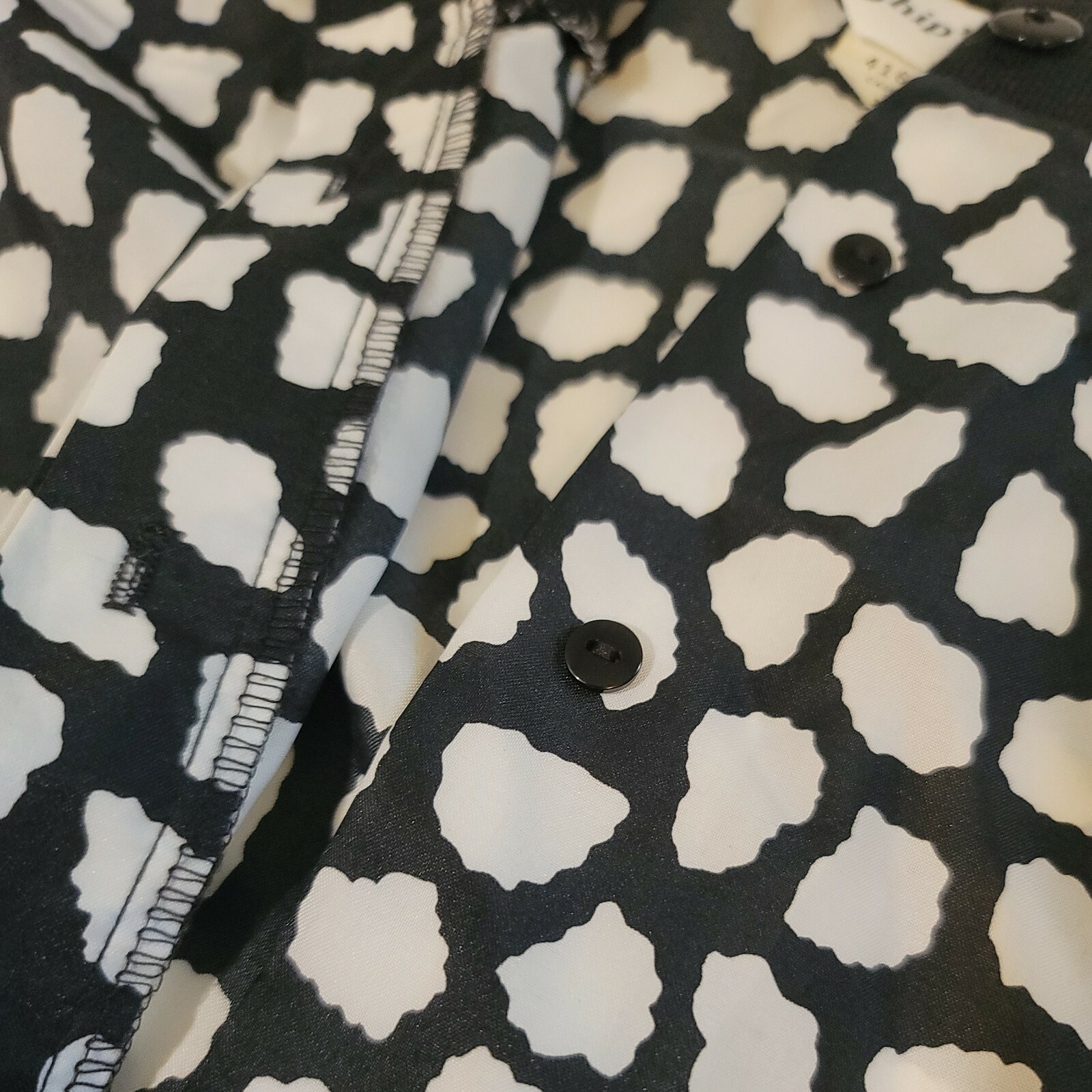 Vintage Ship N Shore White & Black Sleeveless Button Front Blouse (B4)
