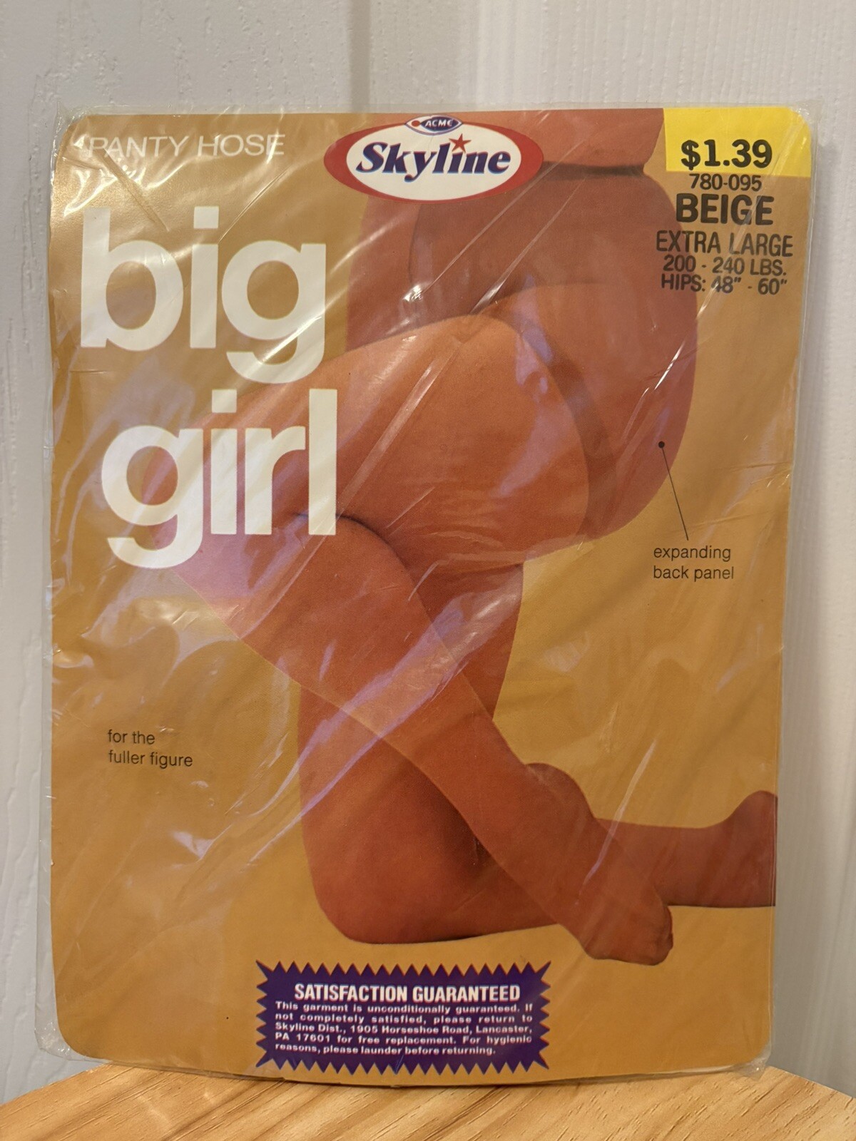 Skyline Big Girl Panty Hose Beige Panty Hose 780-095 XL 200-240lbs Hips 48”-60”