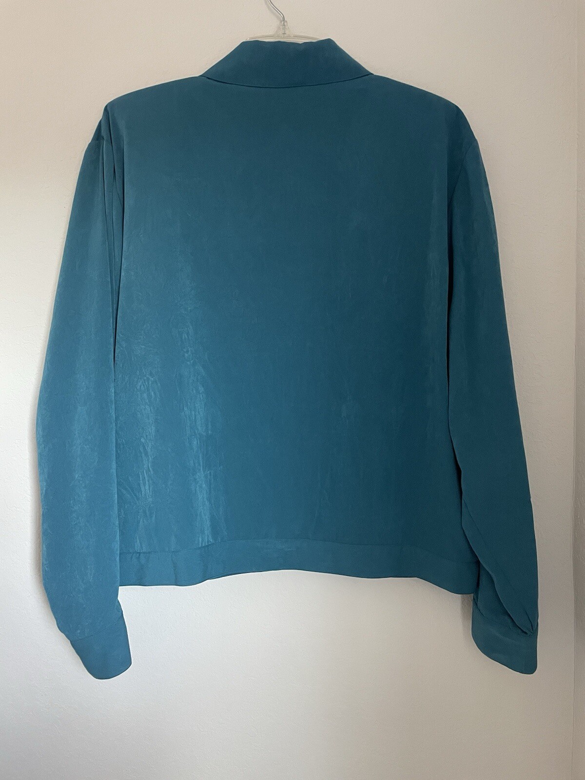 Saint Germain Paris Vintage Womens Lightweight Teal Latticework Button Up Top L.