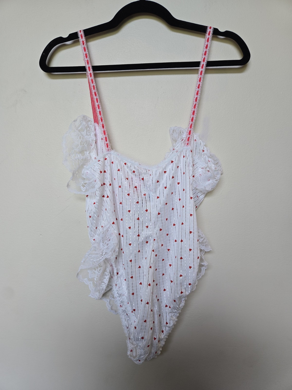 Vintage Alana Gale Teddie Twee Tiny Heart Ruffle Lace Lingerie Sz Mone Piece
