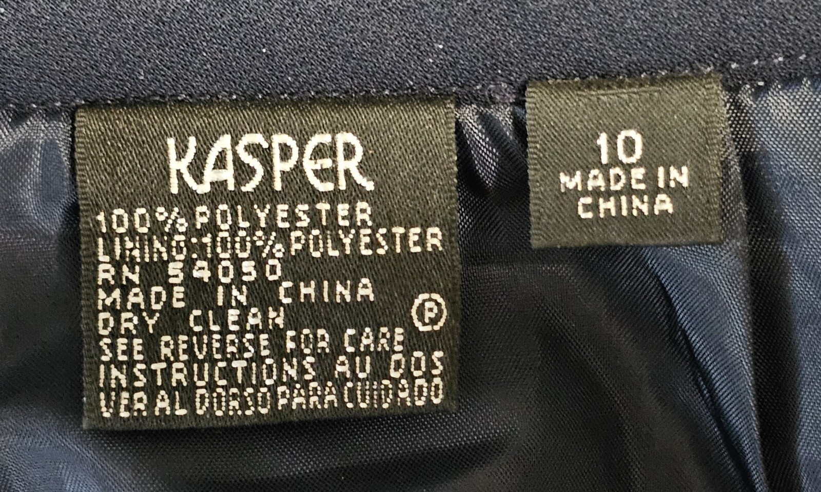 VTG Kasper 2 Piece Suit Women’s 10 Navy Blue Jacket Skirt Fancy Buttons Career