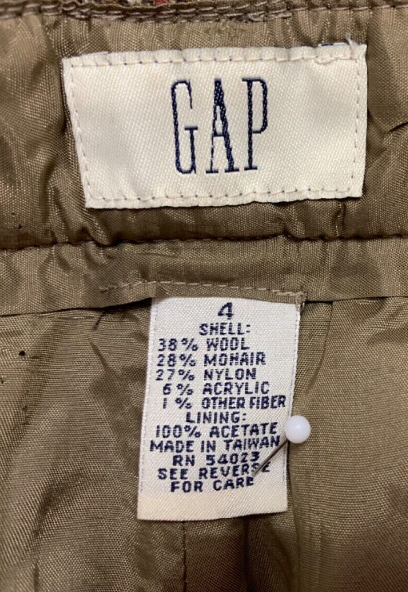vtg Gap vest size M & pants size 4 menswear brown Plaid wool blend calfskin EC