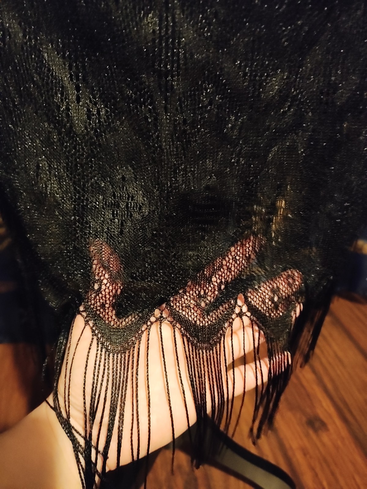 Vintage PS Per Seption Lace Fringe Dress Flapper Rockabilly Goth