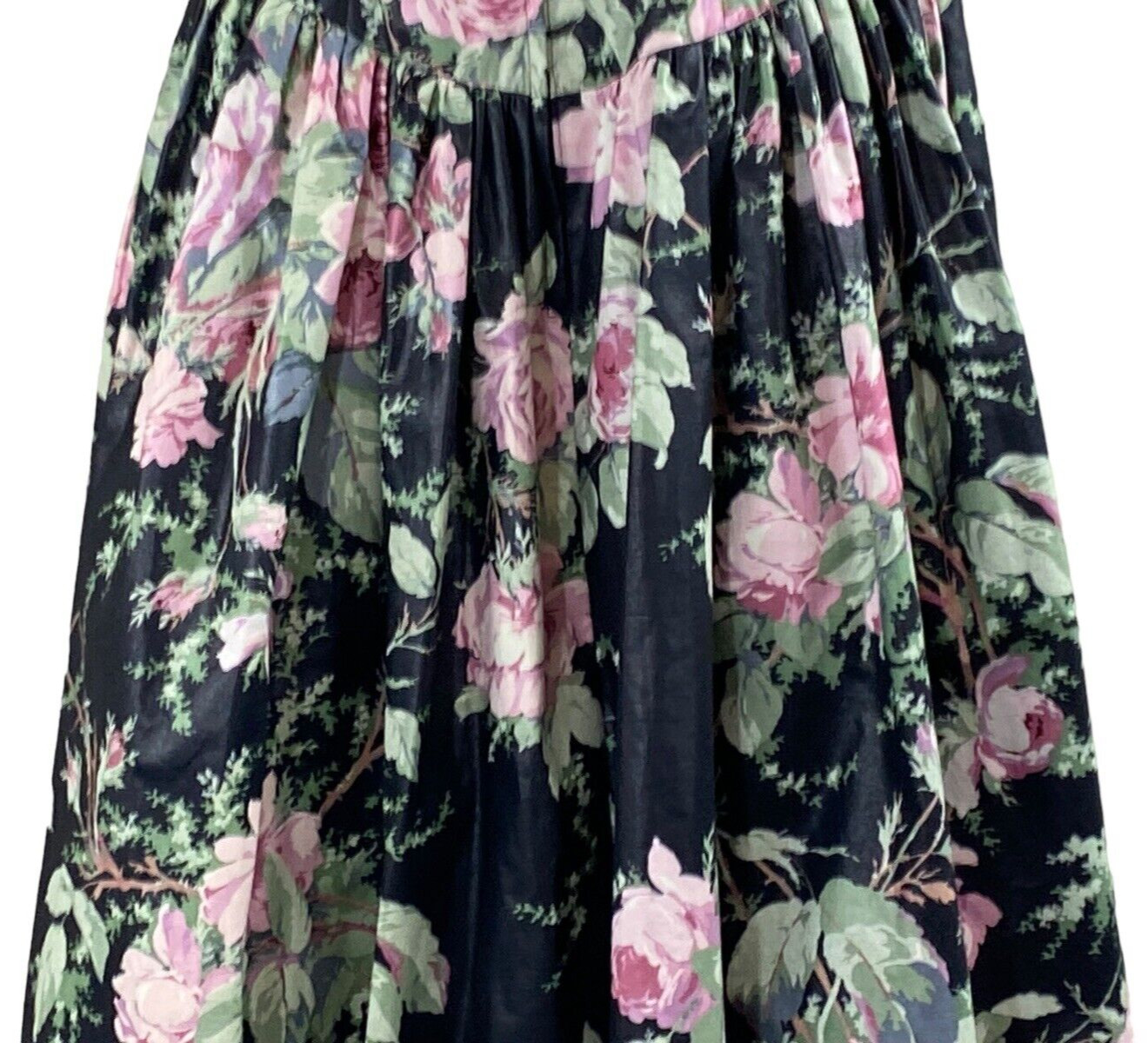 VTG 1980s s.g.gilbert Black Floral Chintz Dress Tulle Underskirt Tea Length Prom