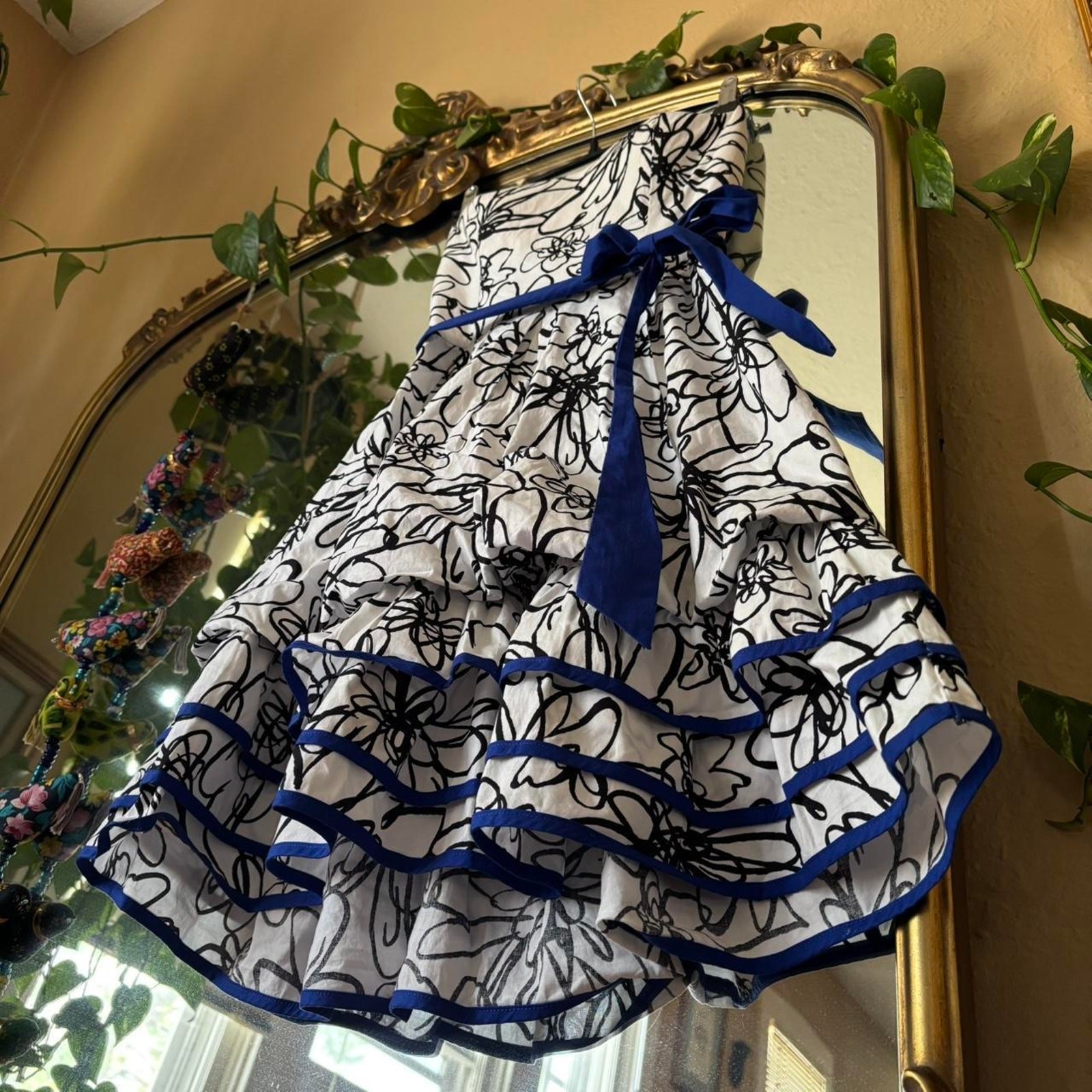 Vintage BCX Dress Y2K Black White Floral Strapless Dress 1