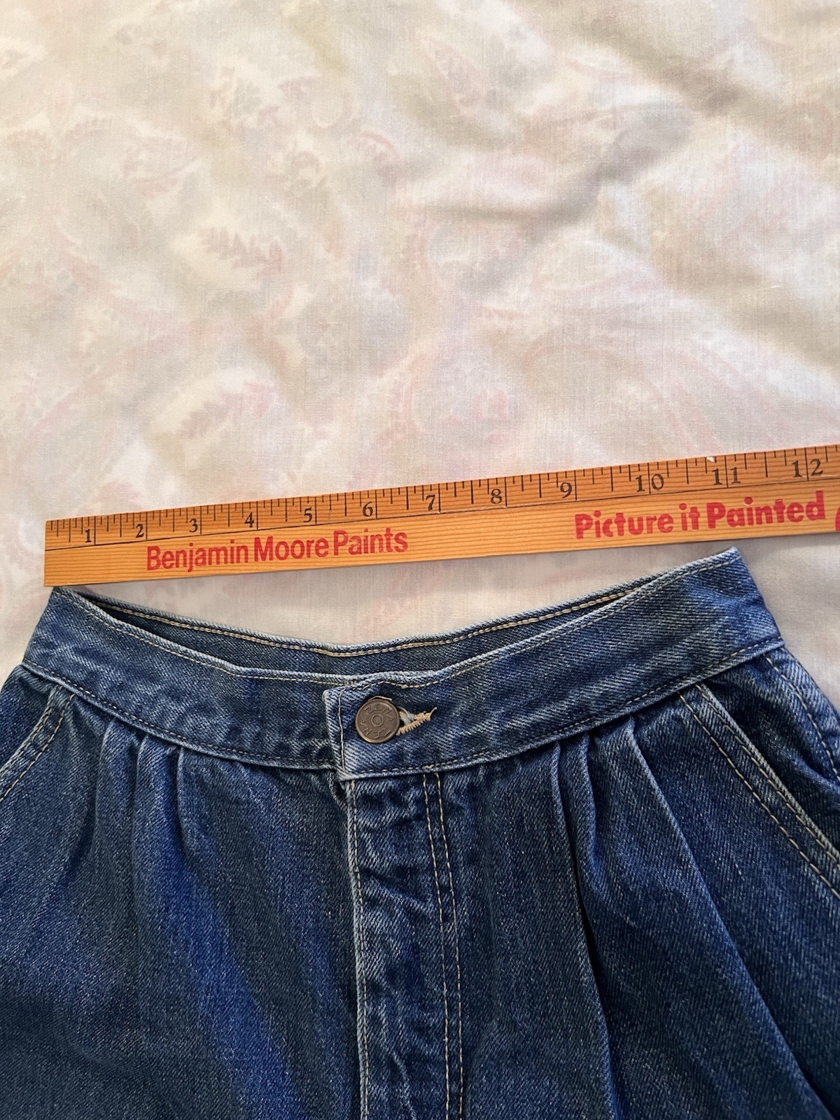 Zena Jeans Vintage Size 9 Dark Blue Pleated High Waisted Juniors, Preowned