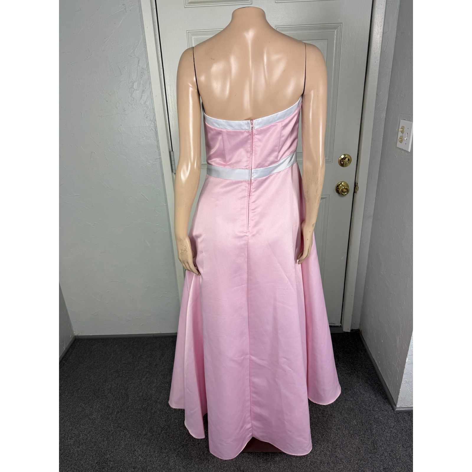 Vintage Y2K Let’s Fashion Dress Small Satin Formal Prom Maxi Strapless Bow B4-17