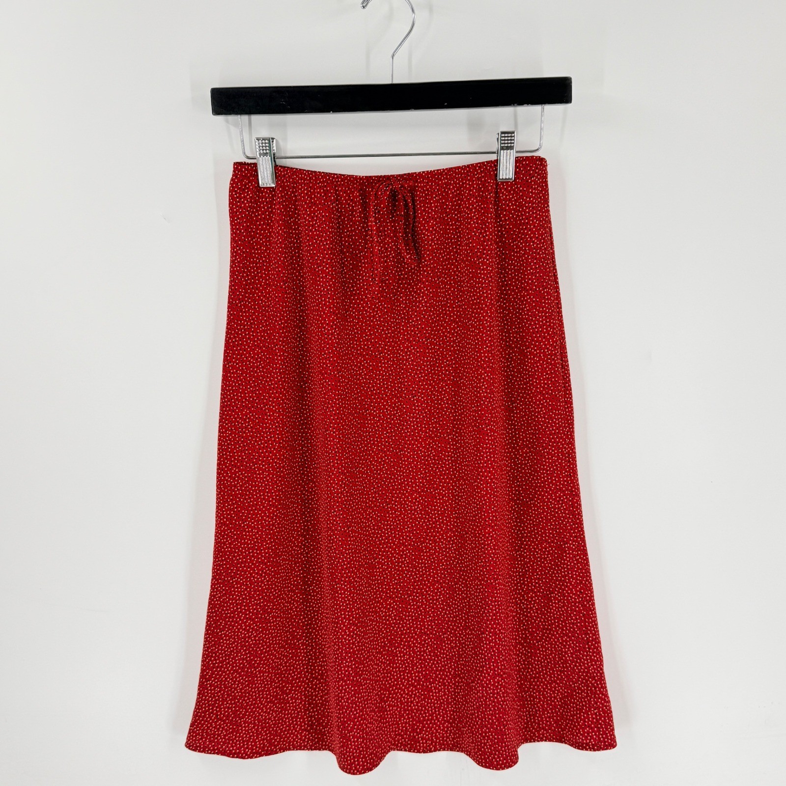 Vintage Blue Skirt Red Medium Polka Dot 90s Y2K Made in USA Dark Floral
