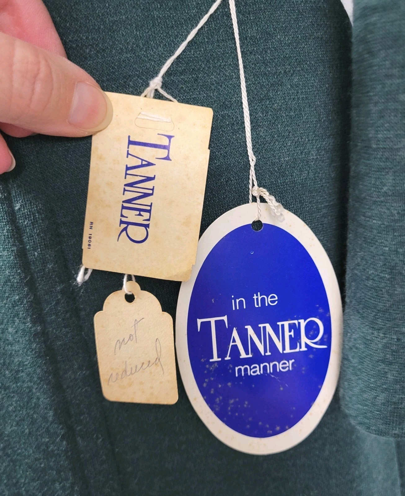 Vintage Tanner Green Wool Blend Blouson Dress w Elastic Waist Size 14