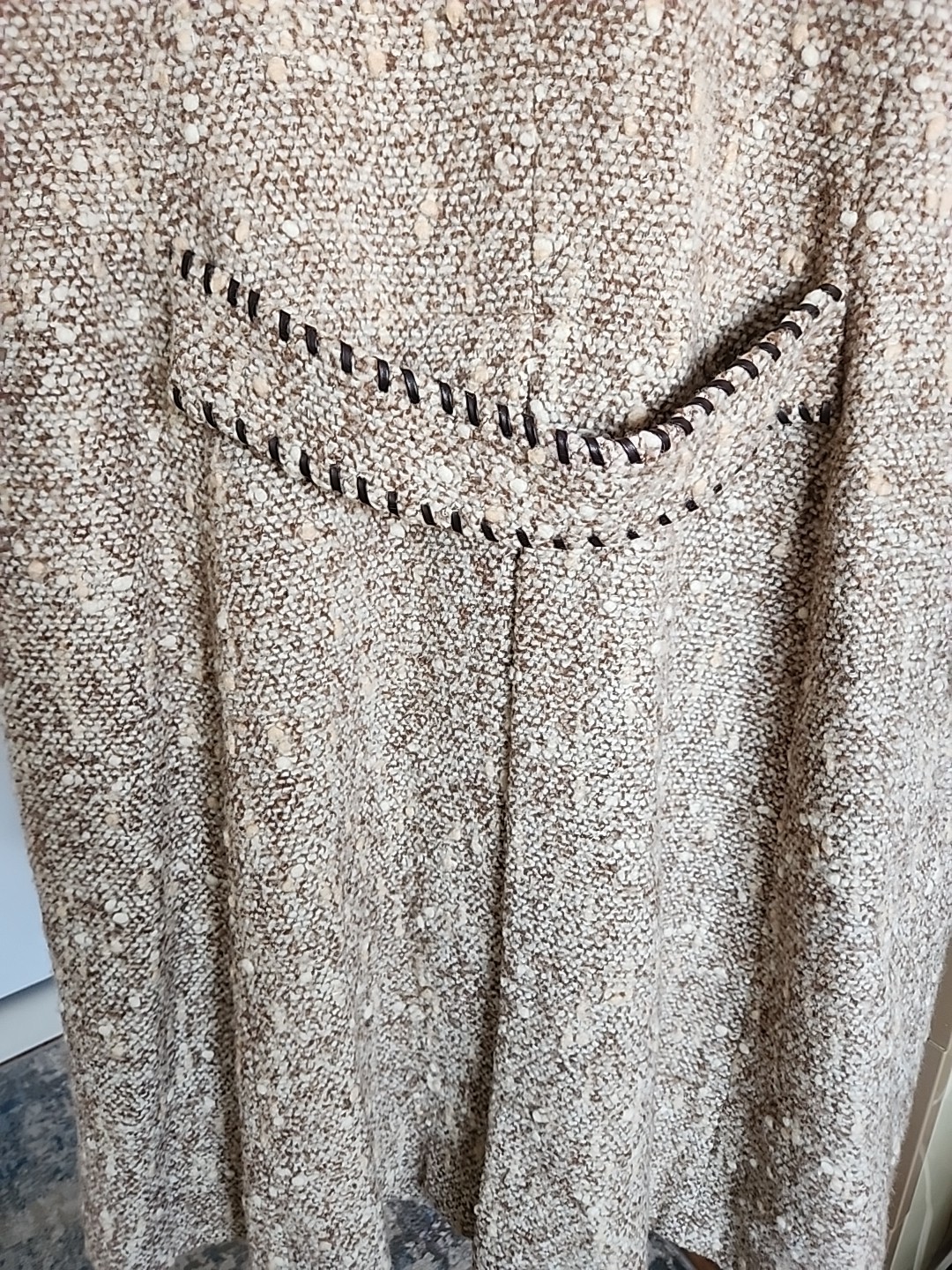 Vintage Oscar de la Renta Wool Tweed Coat Double Breasted Belted Back