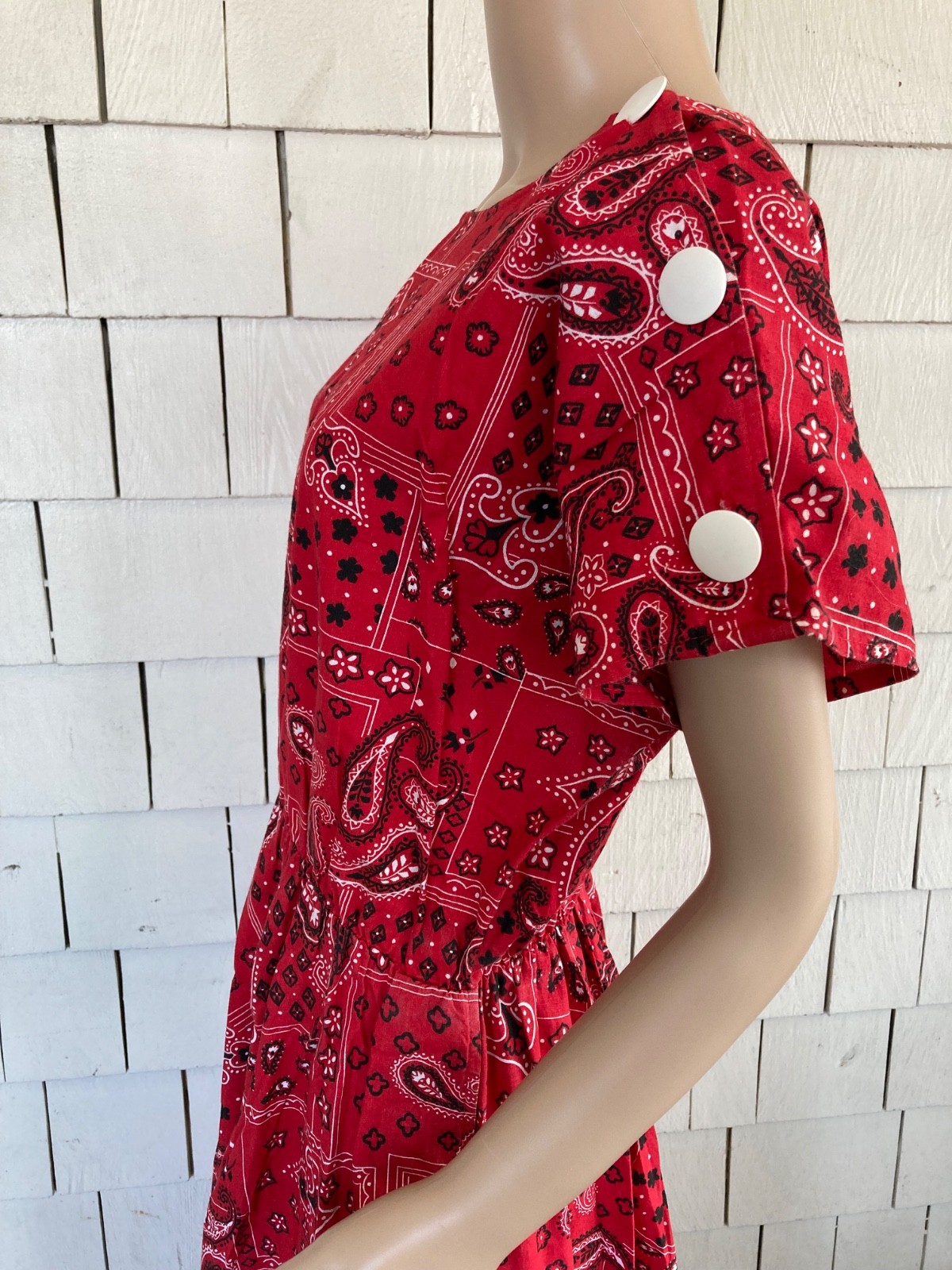 Vintage Boho Cottagecore 1960s-70s Bandana Print Summer Dress Size Small