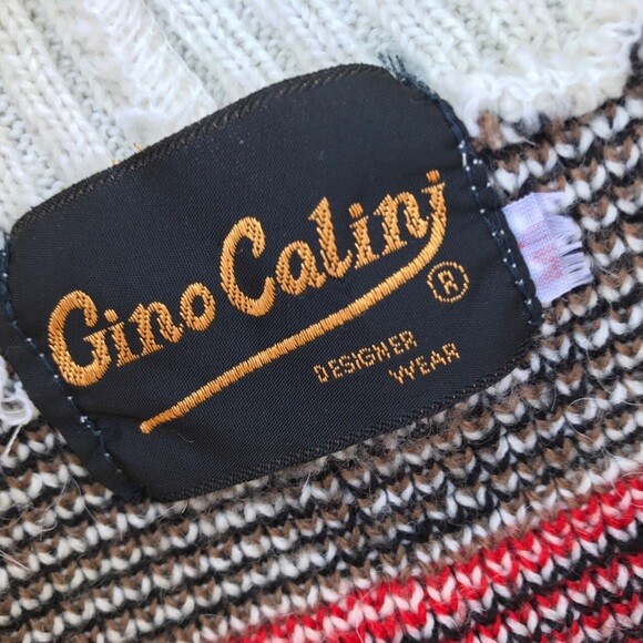 Vintage Gino Calini Long Acrylic Wool Sweater with Teddy Bears and Trains