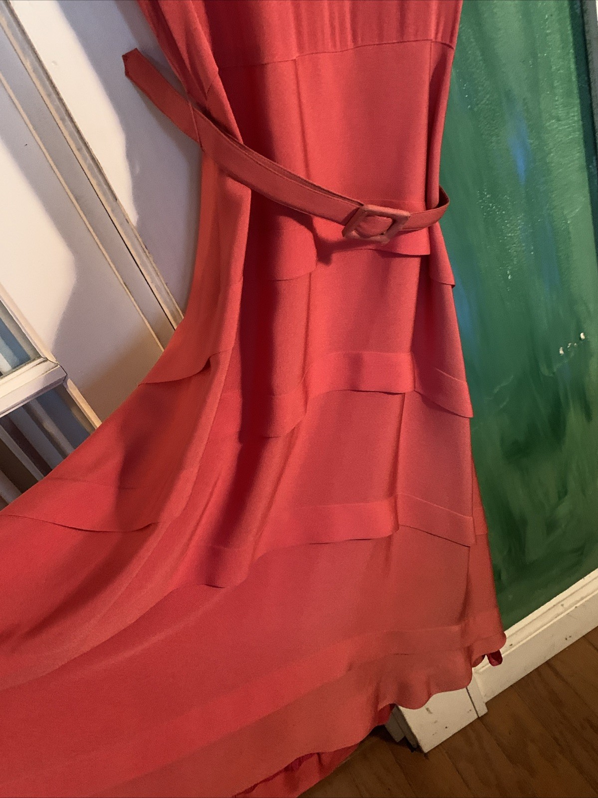 Vintage 1950’s Coral Salmon Pink Dress Size XS 2 Drive Men Mad Style