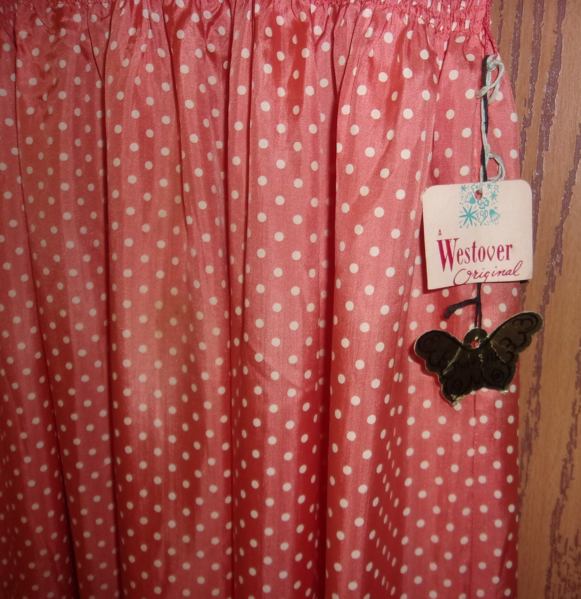 Vtg 50’s 60’s Silk Dress w/tags Orange White Polka Dots Womens Westover Original