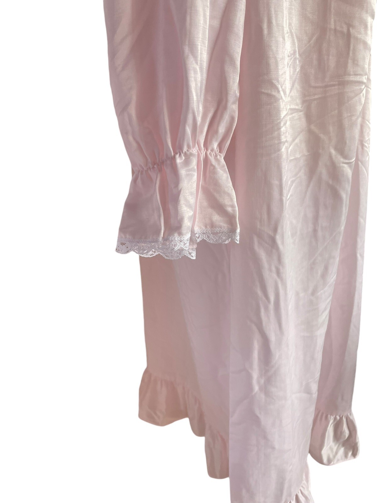 Vintage Cachet Long Nightgown Pink Embroidered Lace Sweet Cottage Size M 12-14