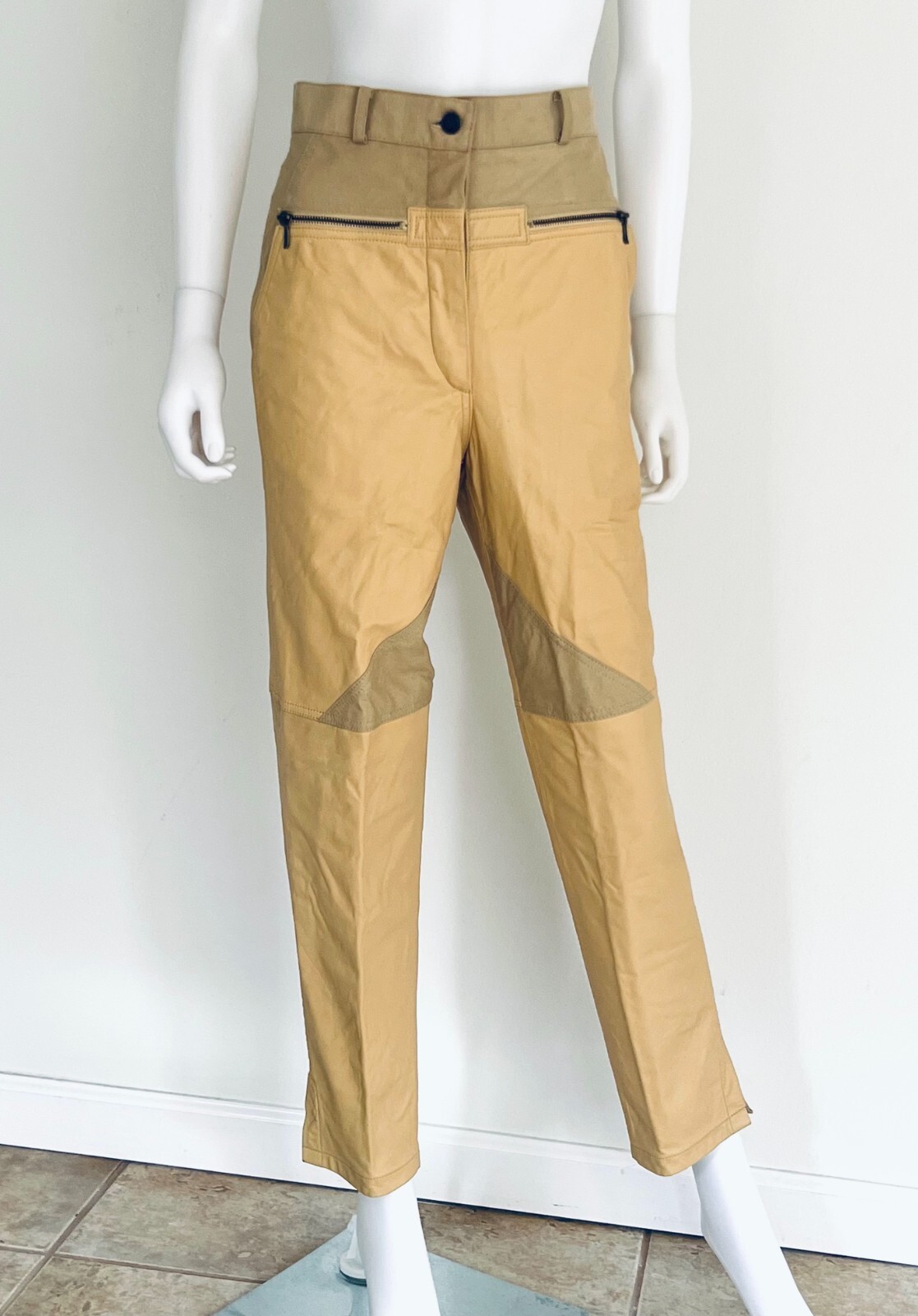 Vintage C1980s 100% Genuine Leather, Yellow Gold Pants Slacks, NEVER WORN, 8