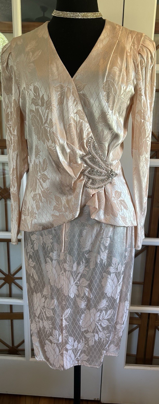 Vintage Michael Marcella Ltd Pink Jacquard 2 Piece Set Size 6?