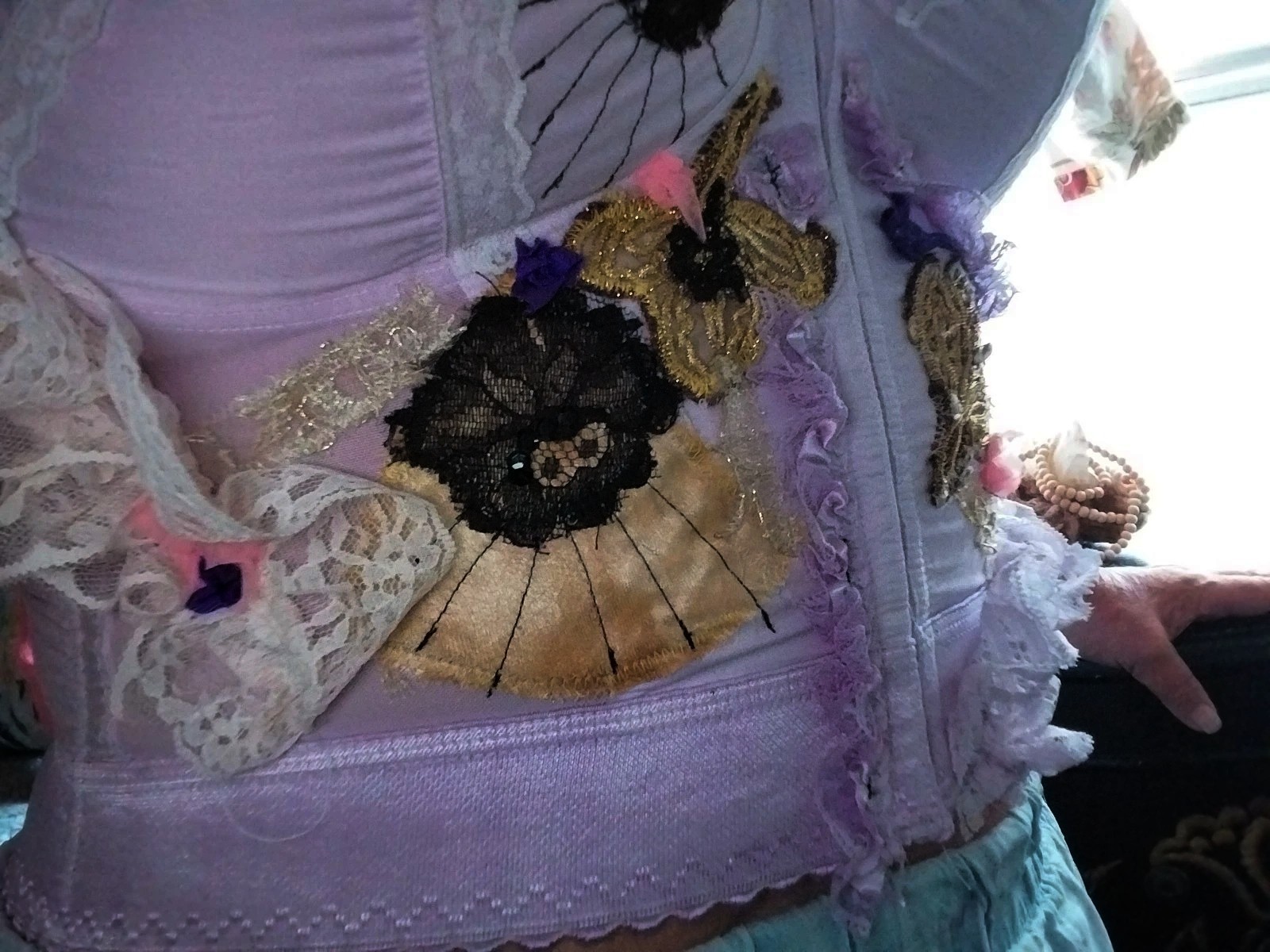 VTG BULLET BRA WAIST NIP PURPLE BURLESQUE AVANT 44 DD POINTY BUSTIER TOP GLAM OT