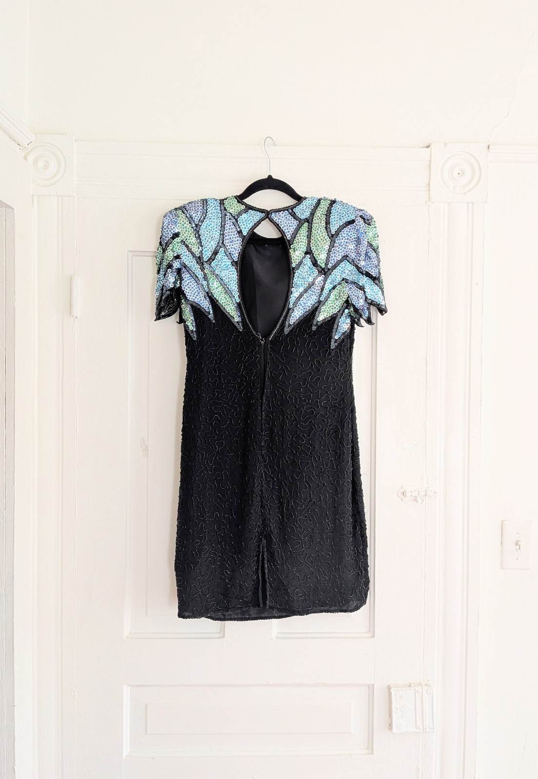Vintage 80’s Scala 100% Silk Fully Beaded And Sequined Cocktail Dress Size 8-10