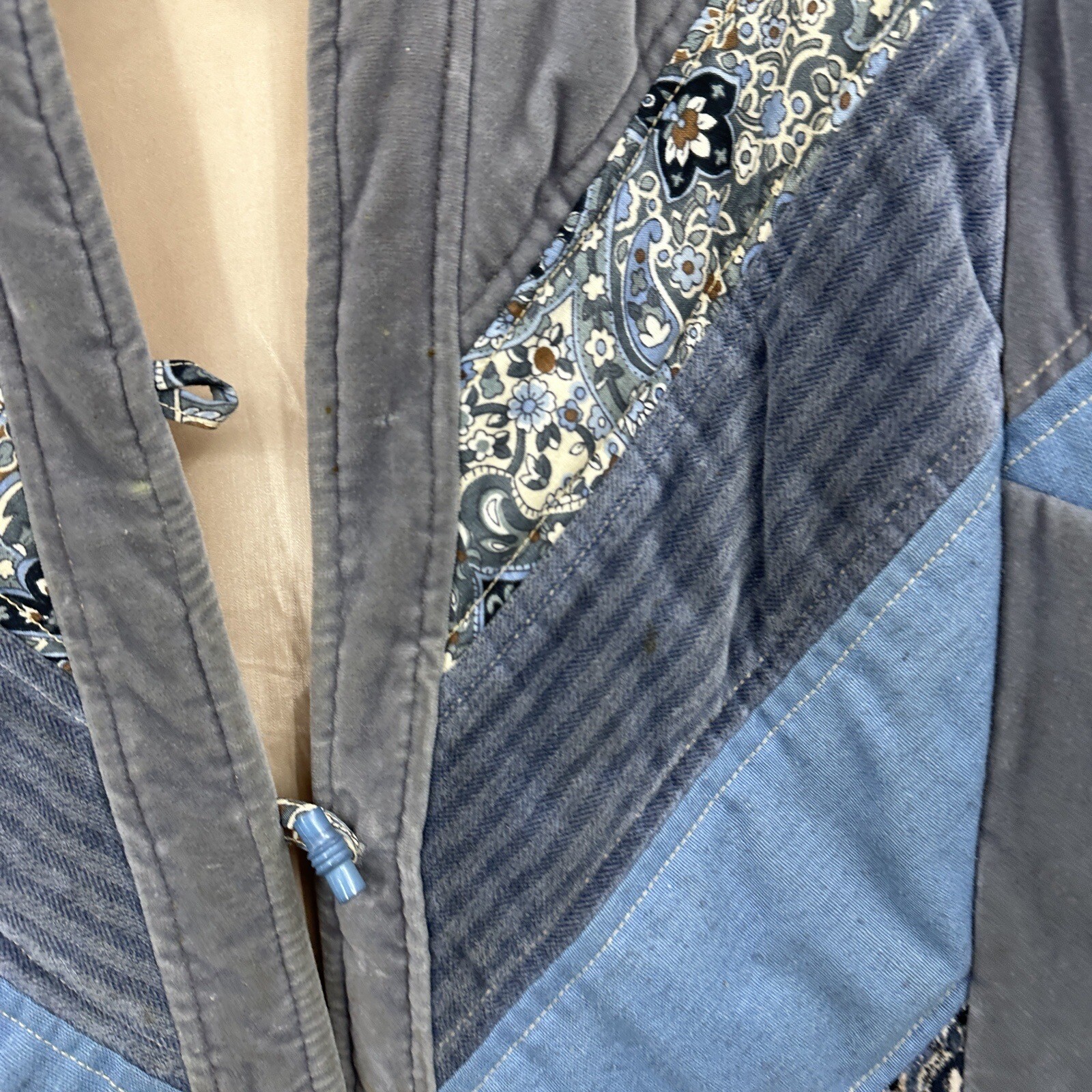 Vintage Jack Slote Jacket Women M Patchwork Cottagecore Quilted Boho Granny READ