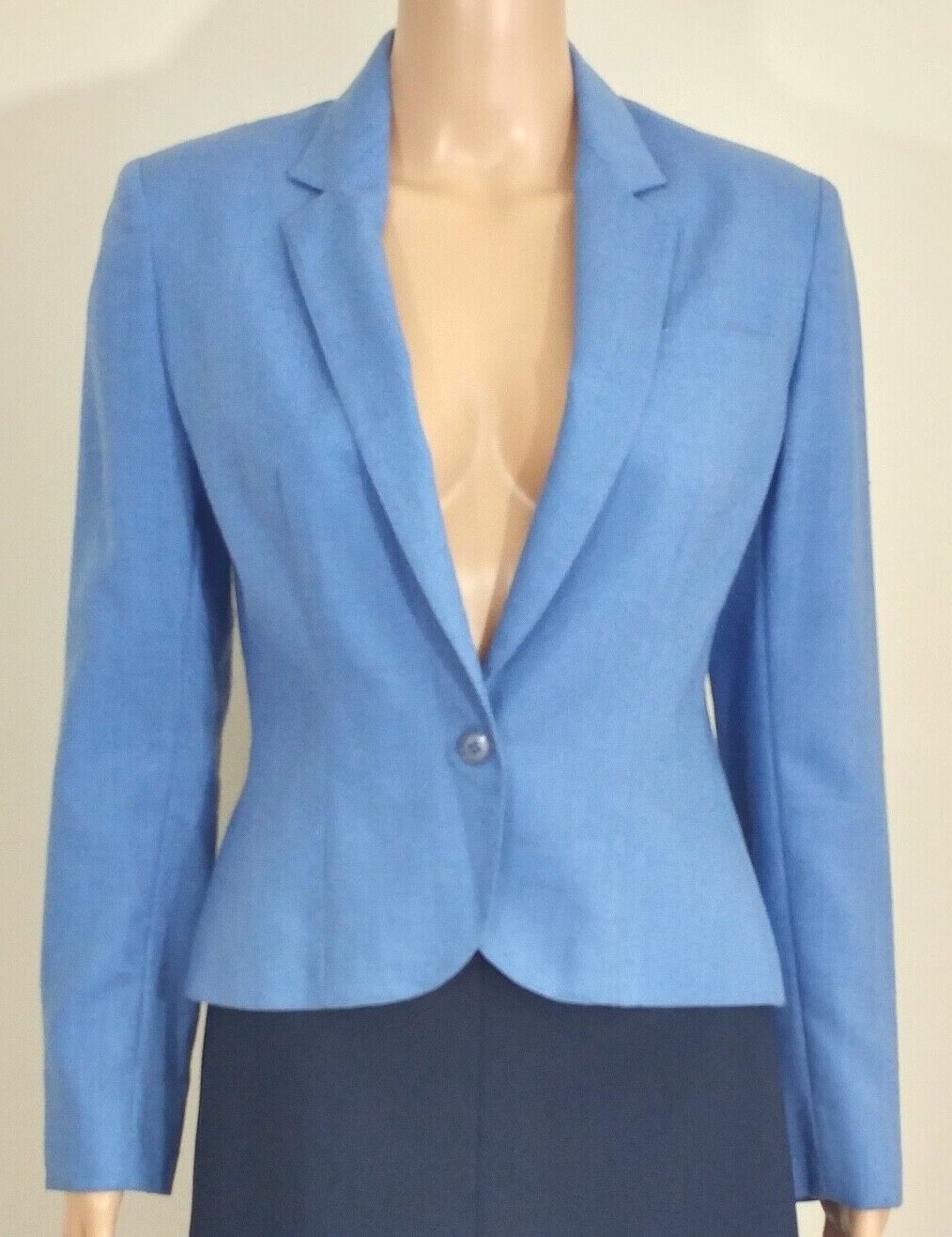 Vintage 1980s Prophecy One-Button Blazer, French Blue Linen-Like, Fully Lined, 8