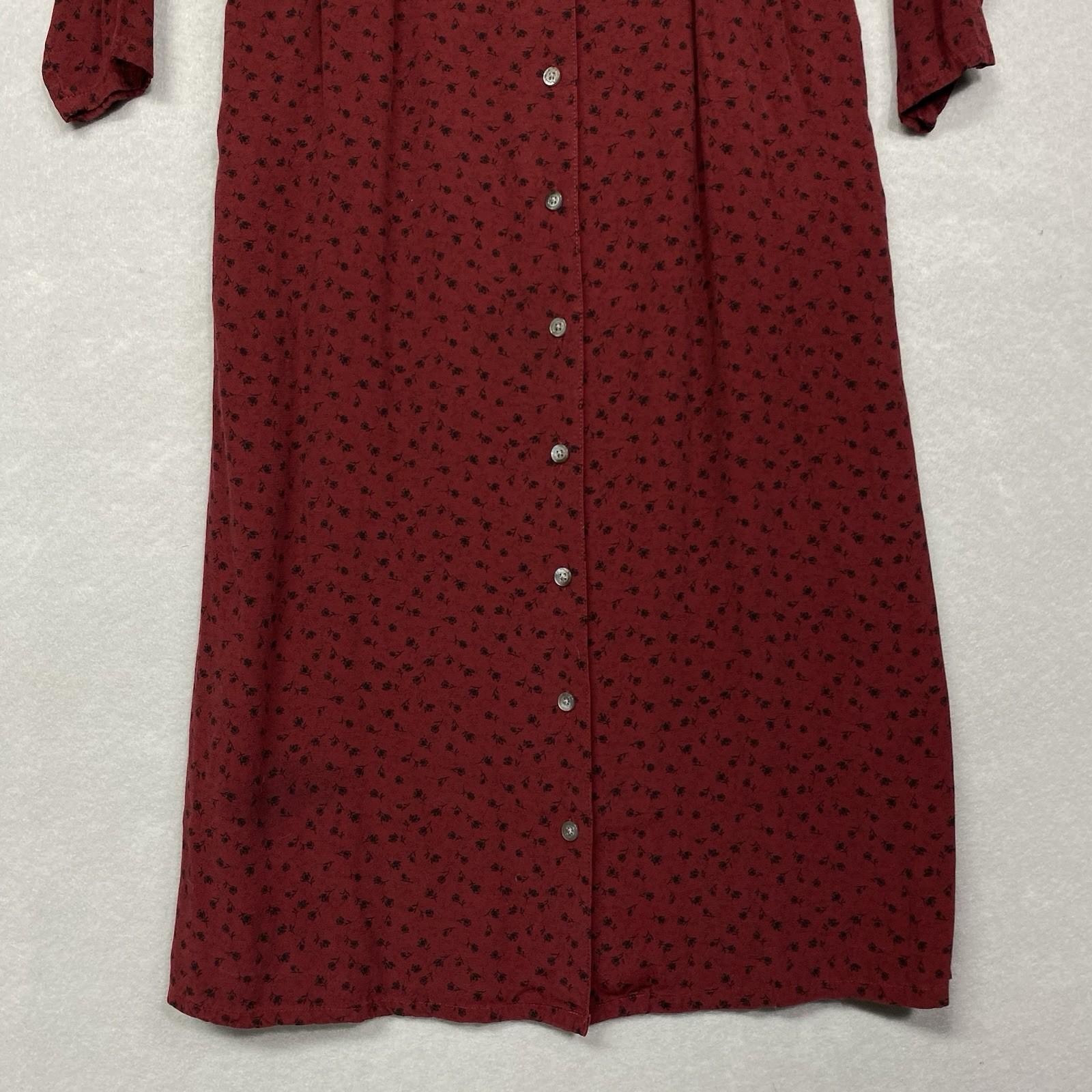 VTG Eddie Bauer Dress Women’s S Boho Basic Classic Rayon Deep Red 90s Y2K Dark