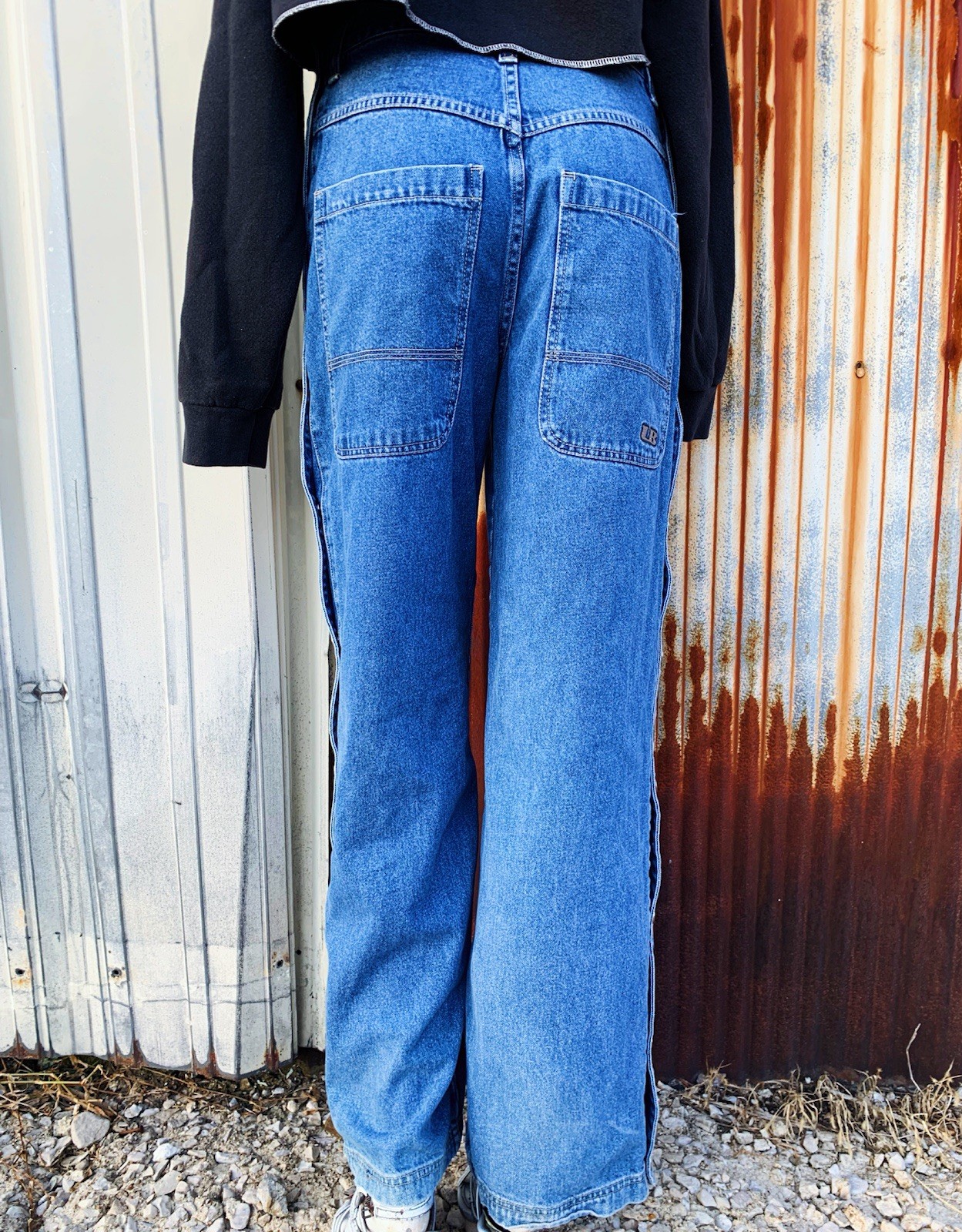 RARE Vtg 90’s Y2K JNCO x UNIONBAY Wide Leg Skater Unisex Denim Snap Jeans Limp