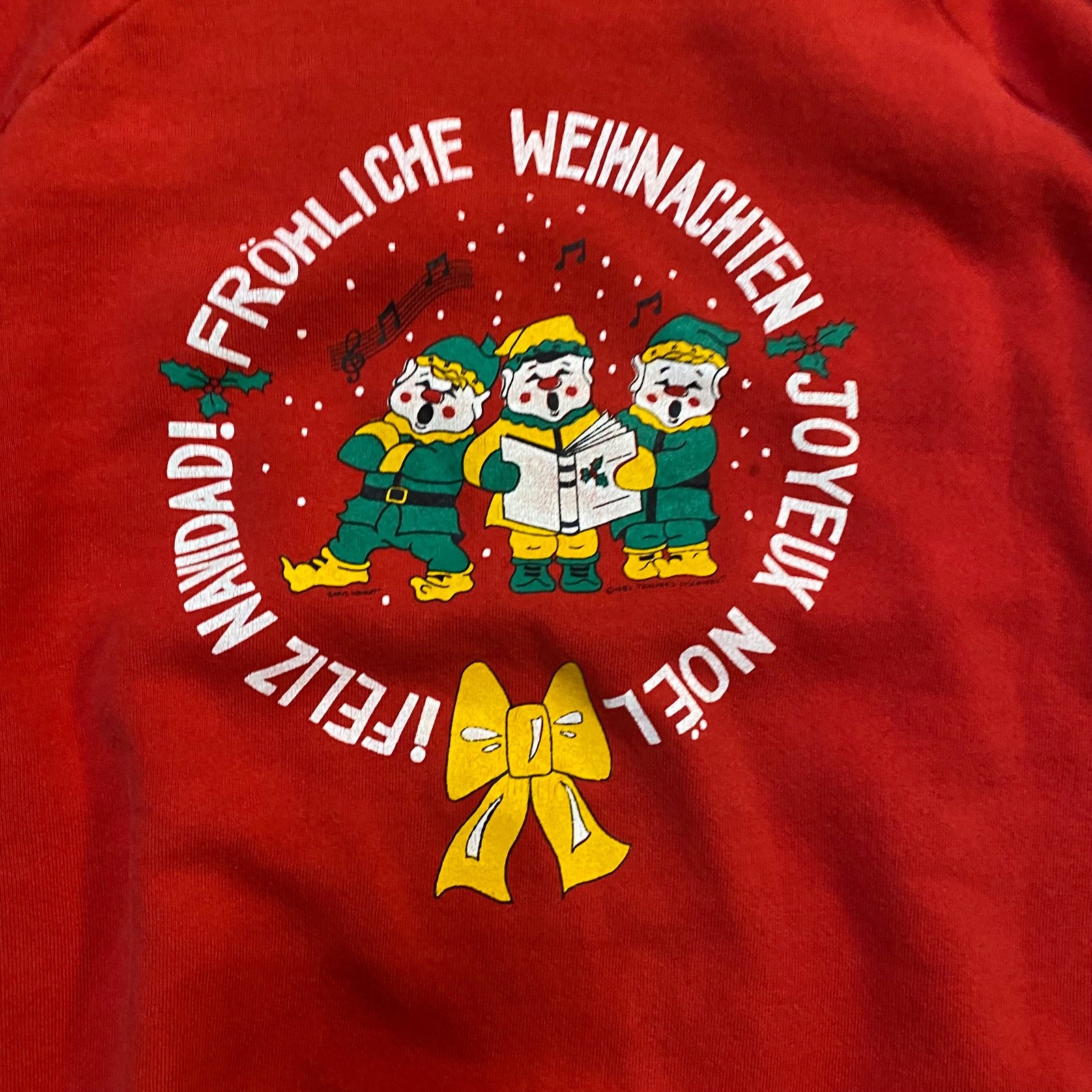 Vintage 80s/90s Ugly Christmas Sweater Size XL Feliz Navidad International Song