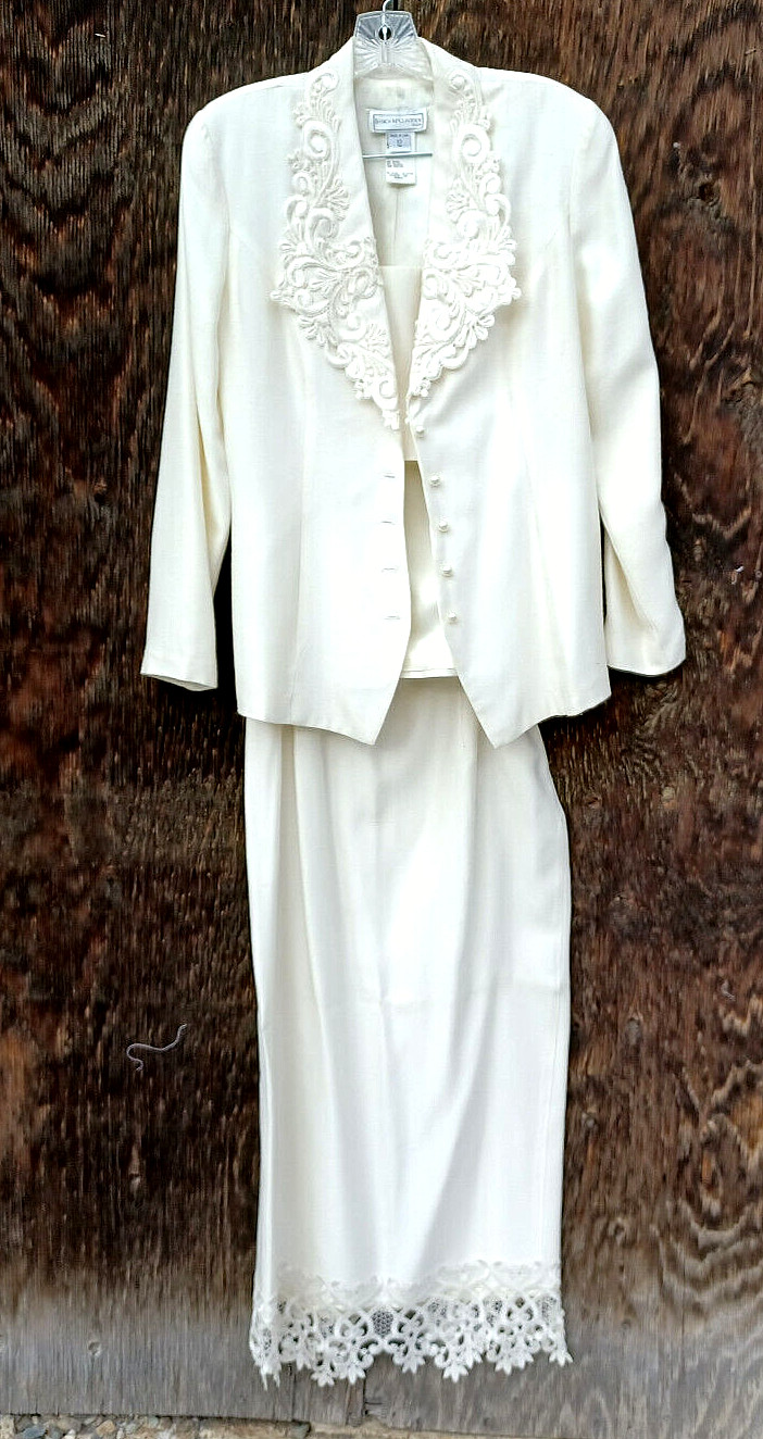 Vintage J McCLINTOCK White or PLAZA South Mint Lace Dress Suits Cottagecore NICE
