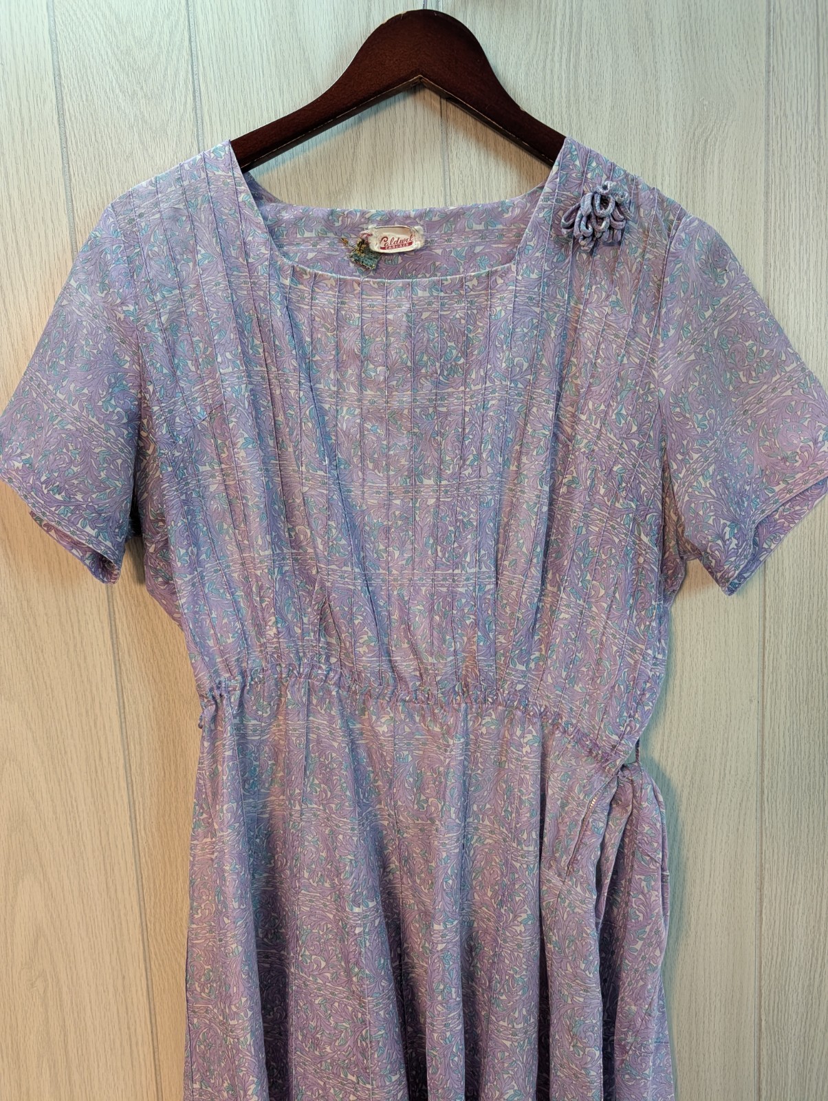 Vintage 50’s-60’s Caldwell Casuals Floral Dress Women’s 100% Bemberg Rayon Yarn
