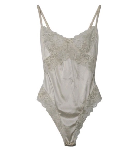 Vtg 90’s Victoria’s Secret Second Skin Teddy Wedding Bodysuit High Cut! M