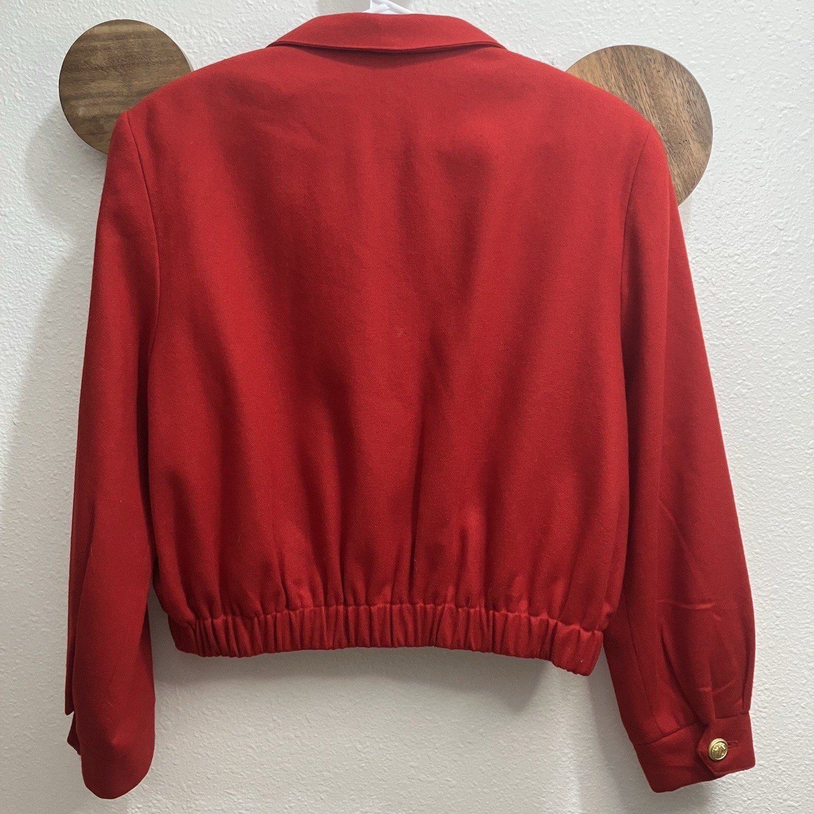 Vintage Savannah Holiday Red Wool Bomber Jacket Size 12 Christmas Grandma