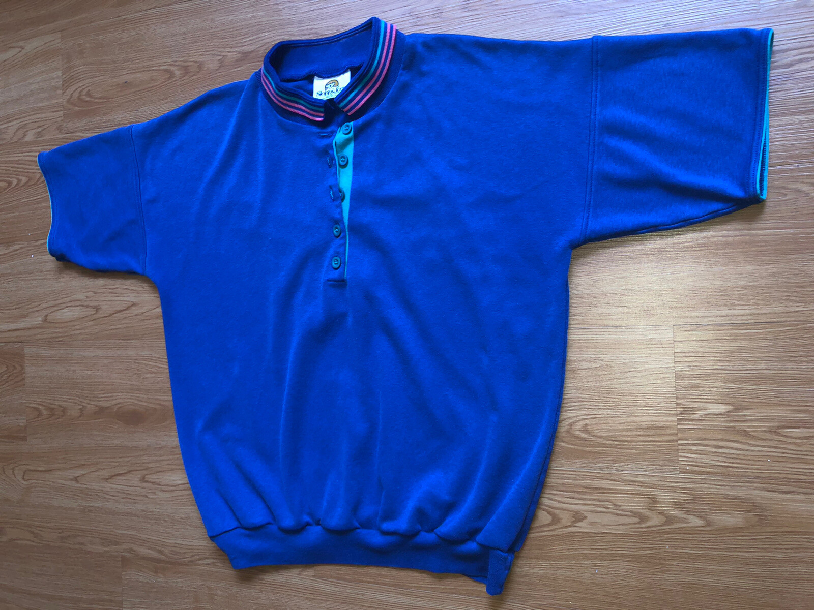 Vintage 90s Sloppy Joe’s Casual Wear 5 Button Collared Short Sleeve Shirt Blue